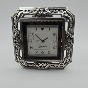 Brighton Ornate Silver and Black Clock